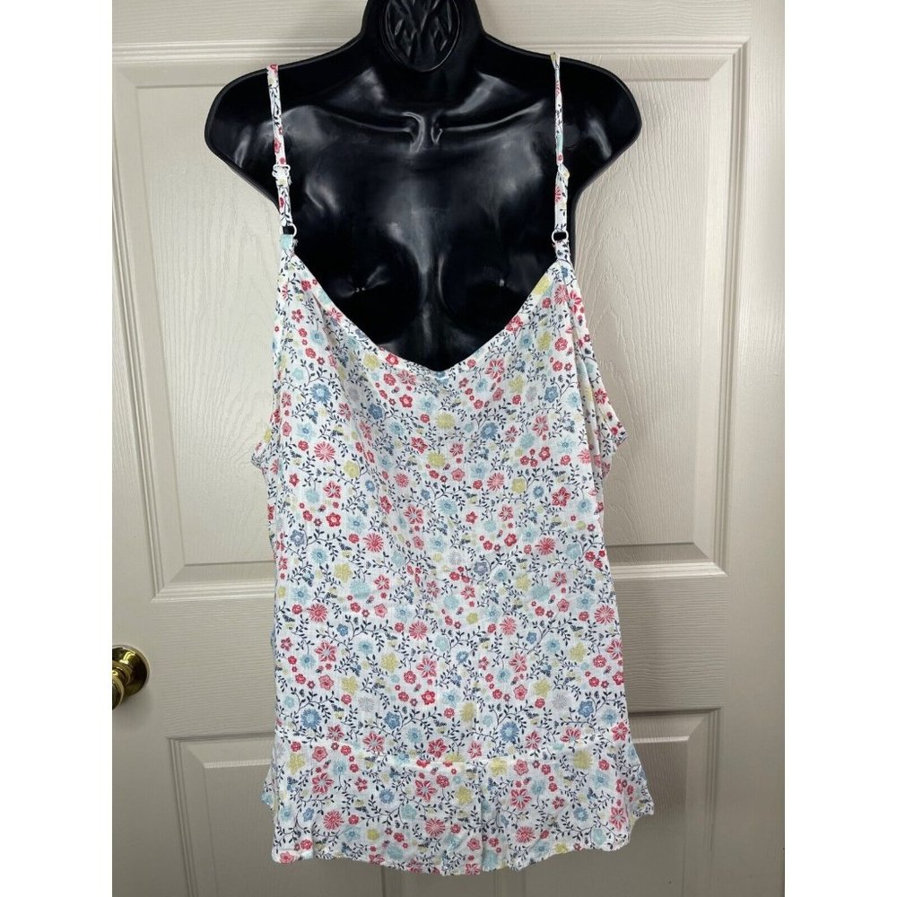 Sonoma Tank Top Womens Plus Size 3X White Floral Shirred Front Rayon NWOT V Neck - Picture 8 of 10